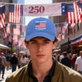 thumbnail image 2 of KPOPLK 250th Anniversary Baseball Cap,1776 2026 Hat with Embroidered USA Flag, Adjustable Snapback Cap for 4th of July, Independence Day, Semiquincentennial and National Holiday Celebration,Blue, 2 of 5