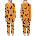 thumbnail image 2 of Renewold Web Bats Yellow Pajamas Top and Pants Set with Pocket Breathable Leisure Halloween Daily Life Wear 13-14 Boys Girls Nightgown Sleepwear Pack of 2, 2 of 5