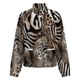 thumbnail image 5 of Jackets for Women Winter Coat Jackets Flannel Stand Collar Jacket(Wild Animal Print Fabric Texture,Size:S-4XL), 5 of 7