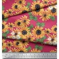 thumbnail image 2 of Soimoi Pink Heavy Canvas Fabric Leaves & Sunflower Floral Print Fabric by the Yard 58 Inch Wide, 2 of 3