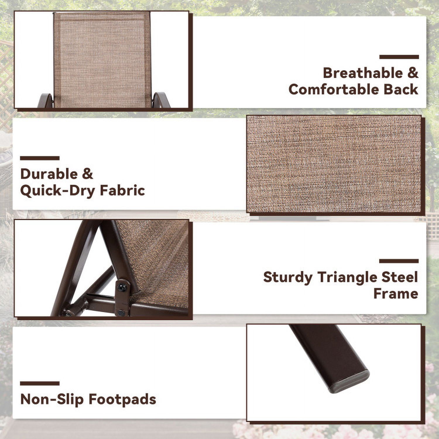 Aimee Lii 2 Pcs Patio Chairs Outdoor Dining Chair with Armrest, Outdoor Patio Set, Brown