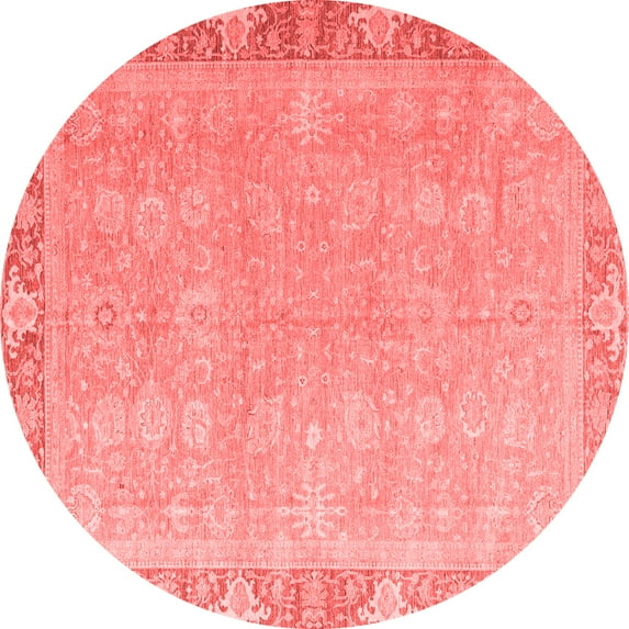 Ahgly Company Machine Washable Indoor Round Oriental Red Modern Area Rugs, 5' Round