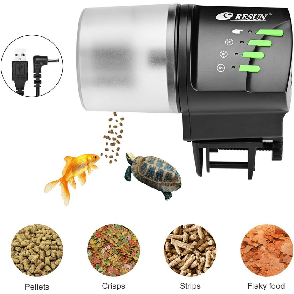 Automatic Fish Feeder, 100/200ml Auto Fish Food Dispenser Aquarium Tank Adjustable Timer for