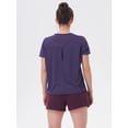 thumbnail image 4 of Round Neck Athletic Women's Summer T-Shirt Running Light Weight Back-hole Short Shirts Fitness Gym Top Training Activewear Dark Purple M, 4 of 6