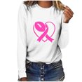 thumbnail image 2 of DIOAZUD Women's Long Sleeve Breast Cancer Awareness Shirts Crew Neck Pink Ribbon Graphic Tees Casual T-Shirts for Daily Wear, 2 of 4