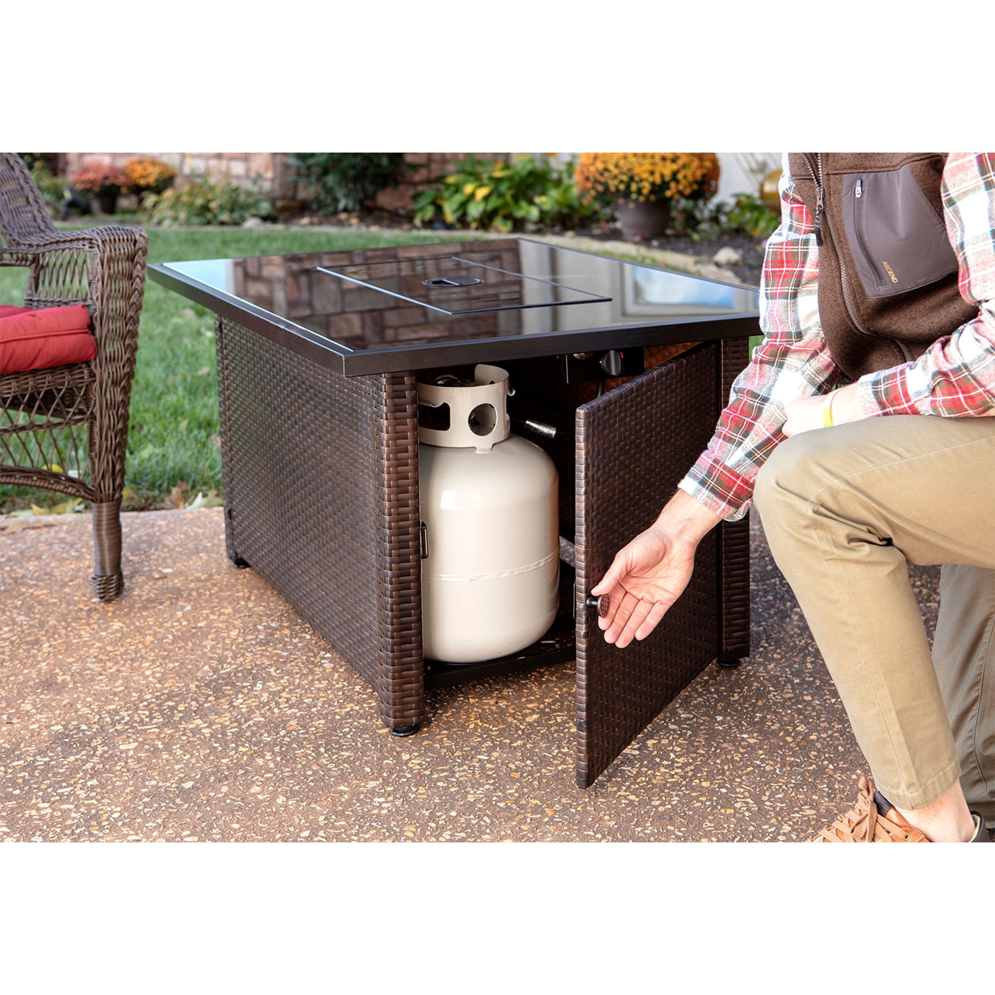 Open Box Endless Summer 44 x 32 inch Rectangular Patio Gas Fire Pit Table