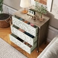thumbnail image 5 of 3-Drawer Dresser Chest, Modern Wooden Flower Motif Dressers with Wide Storage Space Chest of Drawers Bedside Nightstand Dresser Closet for Living Room Bedroom, Hallway (Blue), 5 of 17