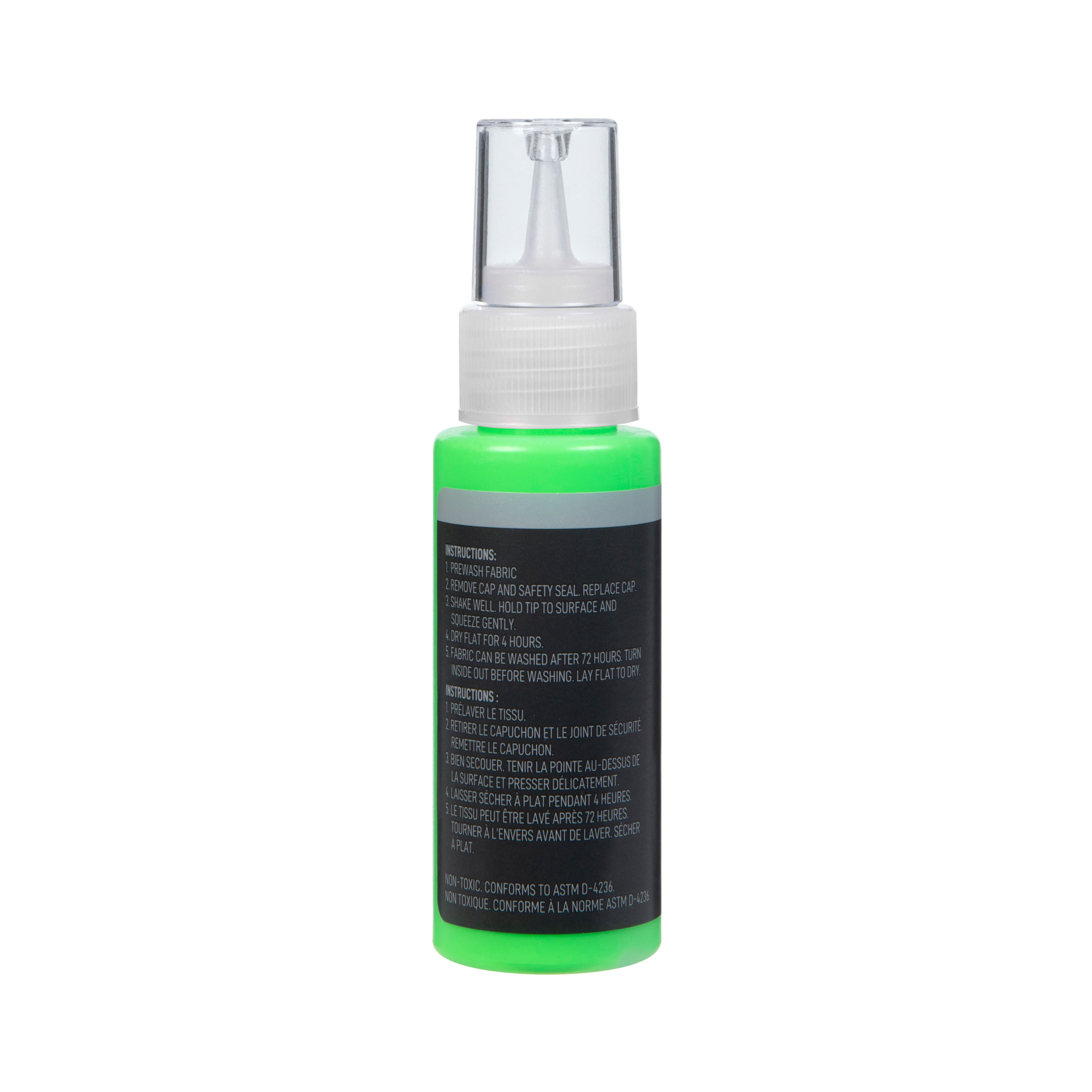 Make Market Neon Green Glossy Dimensional Fabric Paint - 2oz Easy-Squeeze Bottles in Assorted Colors for DIY Apparel & Accessories, Nontoxic & Washable, 12 Pack