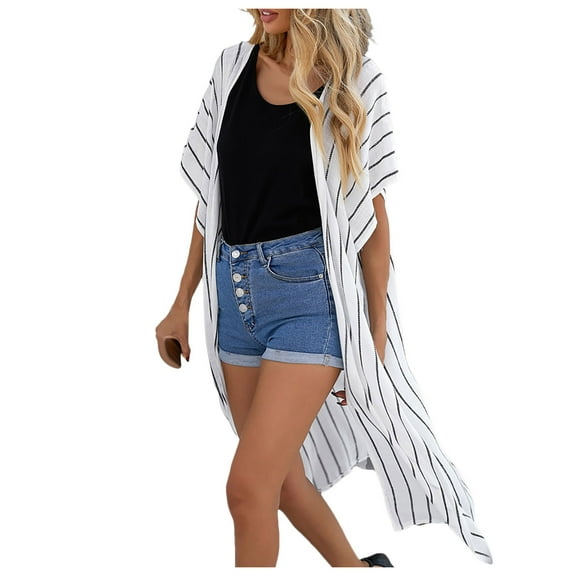 Cathalem Cover Ups for Swimwear Women, V-Neck Swimsuit Coverup for Poolside, Seaside and Party (White,One Size)