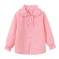 thumbnail image 3 of Tisuna Kids Girls Long Sleeve Shirts Lightweight Crewneck Solid Color Blouse Girls Daily Wear Fall Outfits Size 2-3 Years Pink, 3 of 9