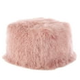 thumbnail image 3 of Saro Lifestyle Mongolian Lamb Fur Wool Pouf Ottoman Rose, 3 of 5