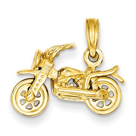 14k Yellow Gold 3-D Moveable Motorcycle Pendant