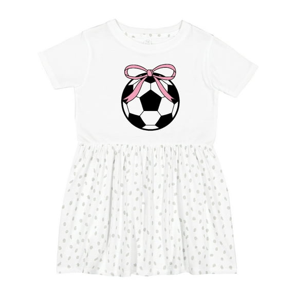Inktastic Girls Soccer Ball Coquette Bow Girls Toddler Dress