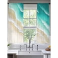 thumbnail image 2 of Abstract Beach Sheer Curtains 63 Inch Long 2 Panels, Teal Green Beige Ombre Ocean Wave Coastal Sand Light Filtering Rod Pocket Curtains, Sheer Voile Drapes for Living Room Bedroom, 52"x63", 2 of 8