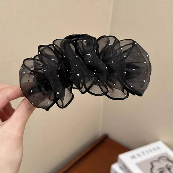 Rhinestone Chiffon Bow Hair Claw Clip For Women Hair Accessories