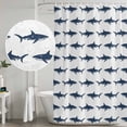 thumbnail image 5 of Small Stall Shower Curtain 36x78 Inch Narrow Half Size Blue Coastal Shark Bath Curtains Bathroom Decor, Ocean Sea Nautical Waterproof Fabric Shower Curtain Set with Hooks 36 Inch, 5 of 7