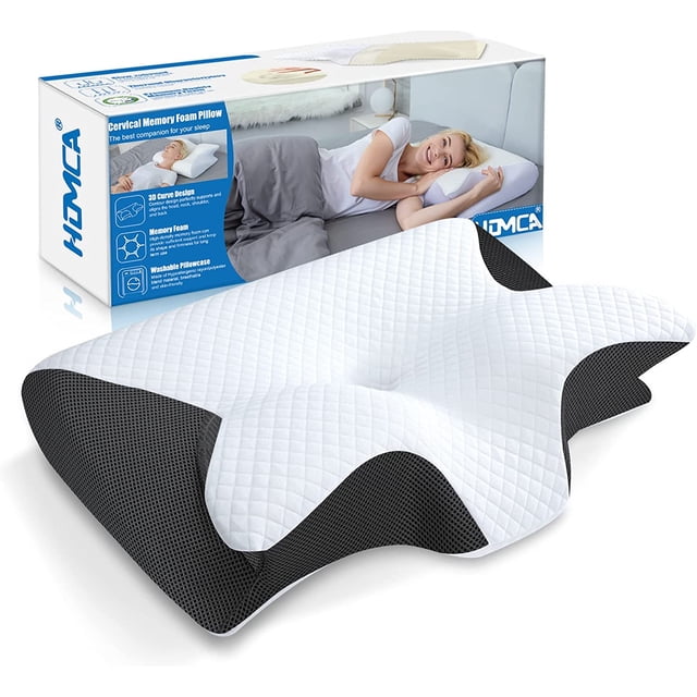 HOMCA Memory Foam Cervical Pillow - 2 in 1 Design, Armrest Support, Removable Pillowcase