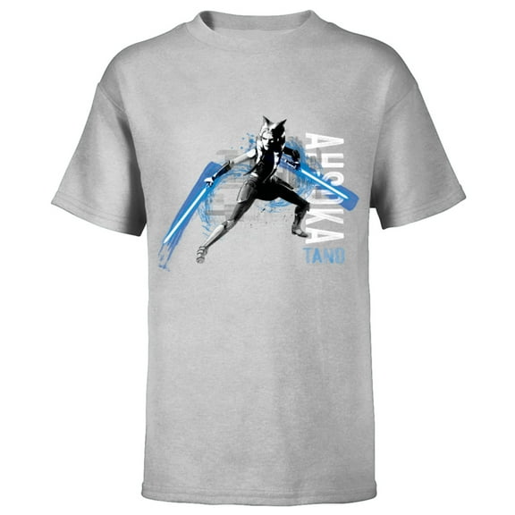 Star Wars The Clone Wars Ahsoka Tano Dual Lightsabers - Short Sleeve T-Shirt for Kids - Customized-Athletic Heather