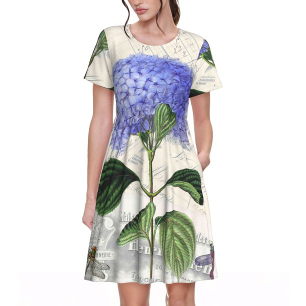 Balery Vintage Flower Vestidos sueltos de manga corta para mujer, vestidos de verano 2025, vestidos casuales de corte A con vuelo.