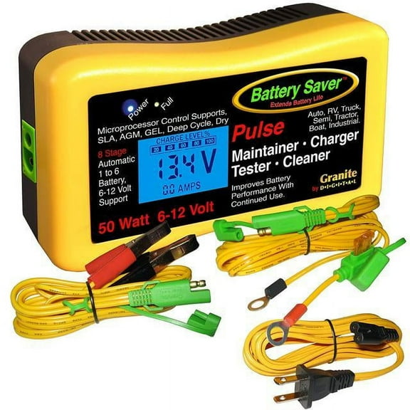 Battery Saver 2365L Battery Charger, Maintainer, Pulse Cleaner and Tester- 6V/12V 50W, 1 Pack