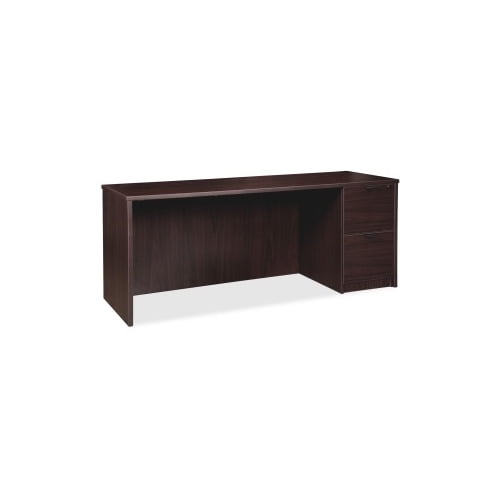 Lorell Prominence 2.0 Espresso Laminate Right-Pedestal Credenza - 2-Drawer 66" x 24" x 29" , 1" Top - 2 x File Drawer(s) - Single Pedestal on Right Side - Band Edge - Material: Particleboard - Finish: