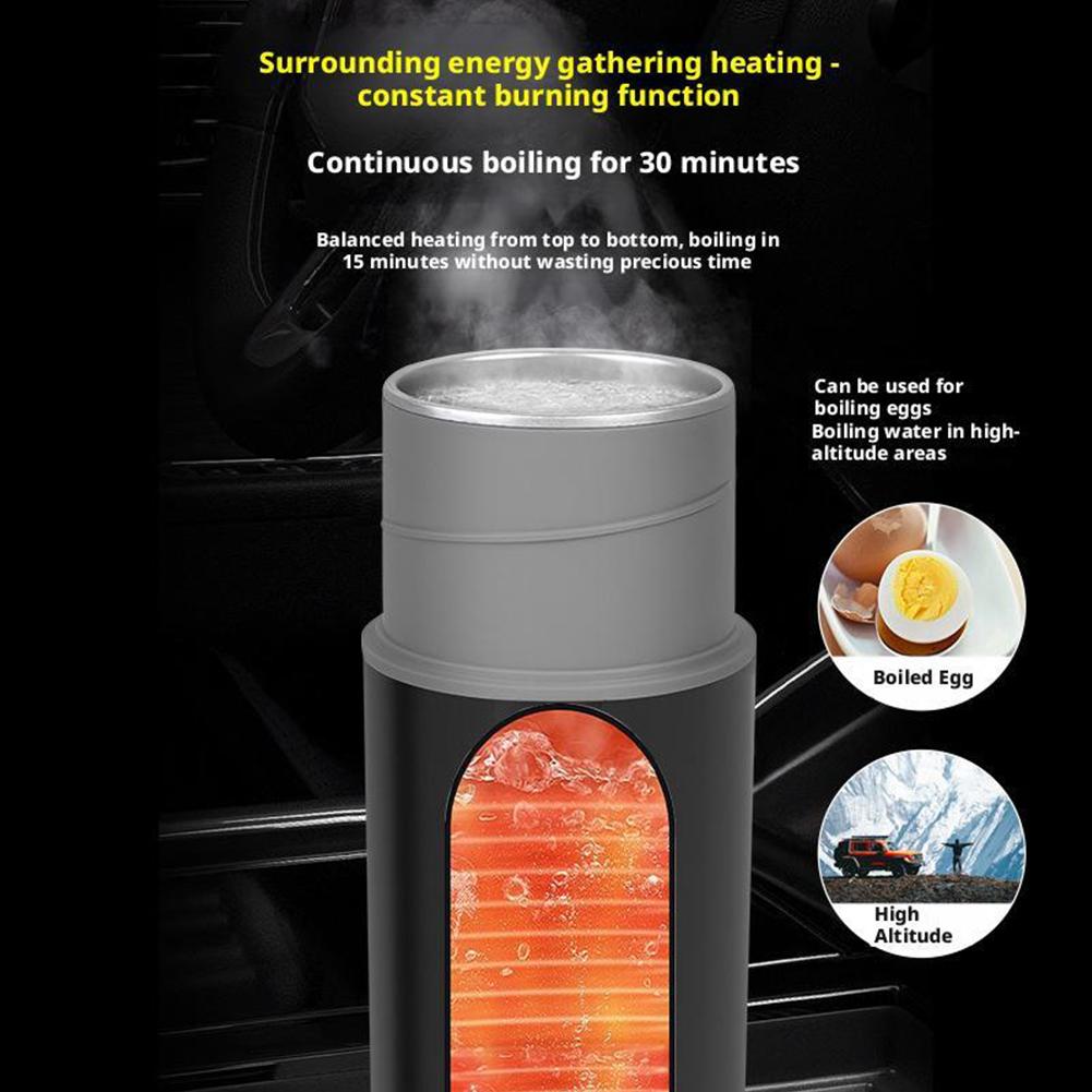 SharkTRUE Car Electric Kettle, VV Portable Water Boiler Heated Travel Mug,Multiple Temperature Adjustable Coffee Tea Truck Cup withStainless Steel Dry Burn Protection, CC Temperature Control