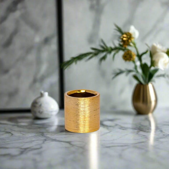 Gweyz Brushed Round Mini Vase in Gold