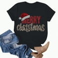 thumbnail image 5 of Towmus Womens Crew Neck Short Sleeve Merry Christmas T-Shirts Santa Hat Bright Graphic Tee Fall Holiday Tops, Black, L, 5 of 7