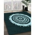 thumbnail image 3 of Ahgly Company Machine Washable Indoor Round Transitional Deep-Sea Green Area Rugs, 3' Round, 3 of 7