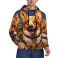 thumbnail image 2 of Salouo Artistic Sunflower Corgi Pattern Men's Fall Hoodie Sweatshirt,Sport Hoodie with Pockets for Men Pullover Casual Hooded Sweatshirt-4X-Large, 2 of 7
