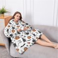 thumbnail image 5 of Oversized Wearable Blanket Hoodie,White Halloween Witch Pumpkin Pattern Sherpa Blanket Hoodie with Super Pockets,Super Warm Fuzzy Pullover for Women & Men, 5 of 6