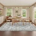 thumbnail image 2 of 8x10 Floral Print Area Rugs Bordered Rug, Machine Washable Rug Modern Striped Low Pile Rug Carpet with Non-Slip Backing, Stain-Resistant Farmhouse Rugs for Living Room Bedroom Home Office, Gray, 2 of 9