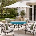 thumbnail image 2 of Round Outdoor Tablecloth with Umbrella Hole and Zipper, Turquoise White Ombre Tablecloth with Elastic Waterproof, Modern Country Abstract Stripes Patio Table Covers for 45" - 54" Picnic Pool Tables, 2 of 9