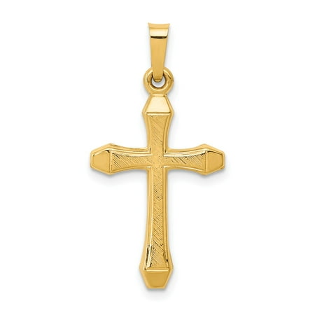 14k Yellow Gold Textured and Polished Latin Cross Pendant