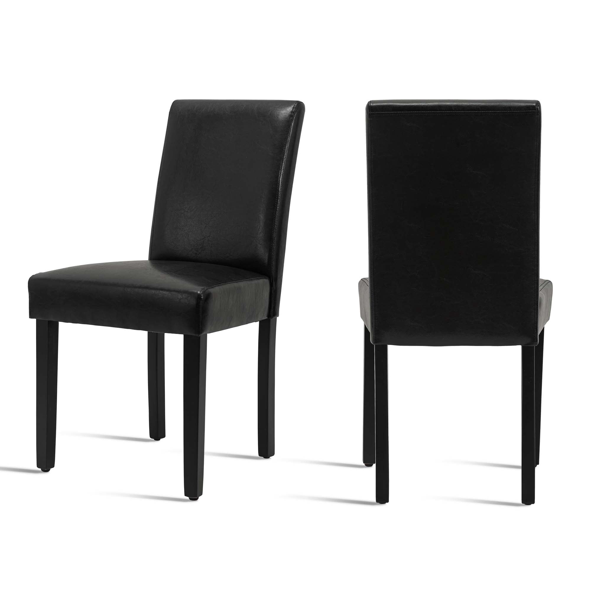 Set of 2 PU Dining Chairs Small Dining Chair with Wood Legs for Office Home,Black