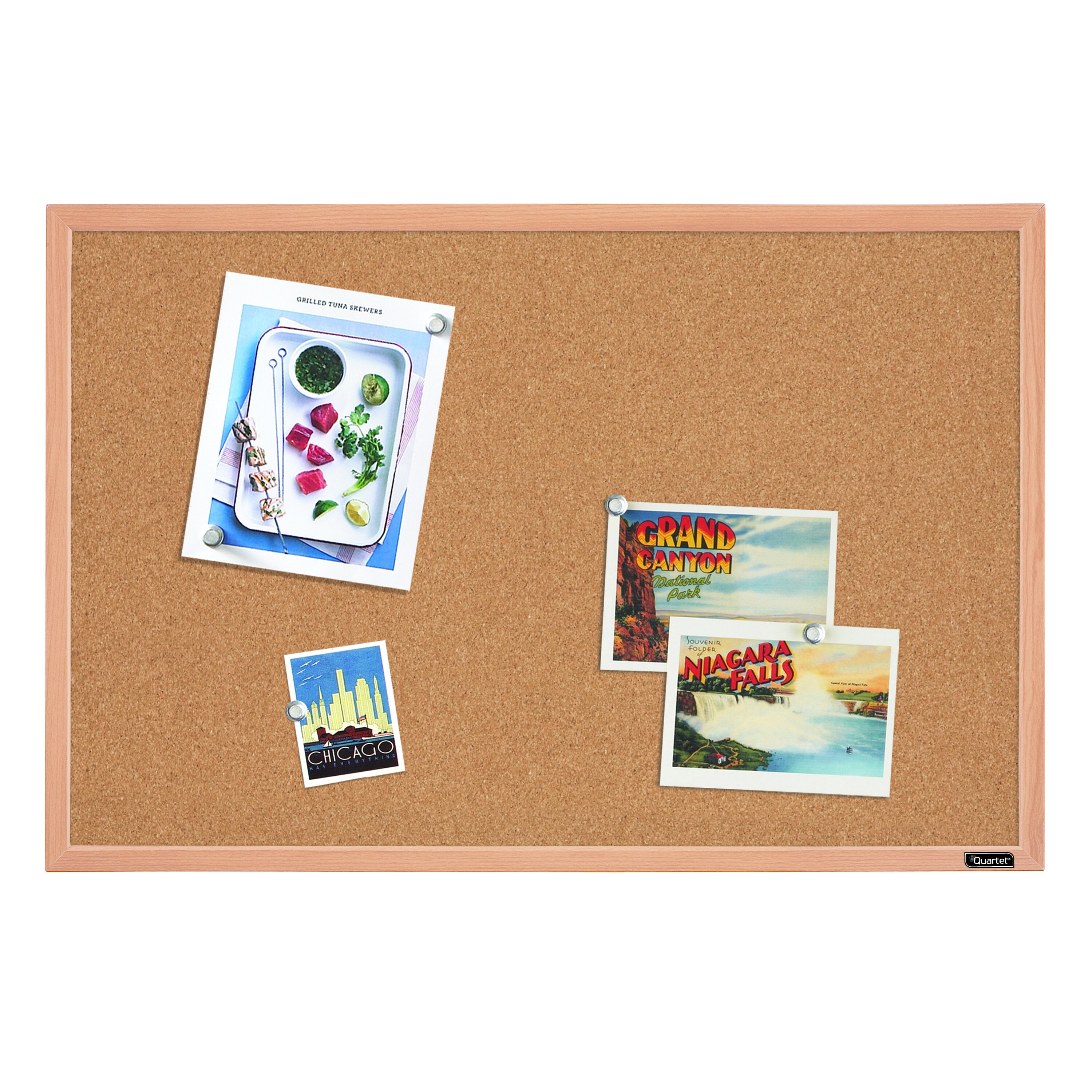 Quartet Cork Bulletin Board, 17" x 23", Oak Finish Frame (35-380342Q)