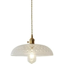Clear Glass Pendant Light Fixture for Kitchen Island, Japanese Style Farmhouse Pendant Lighting, Retro Dome Rustic Pendant Lamp, Vintage Simple Pendant Light for Dining Room Over Table