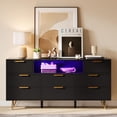 thumbnail image 4 of Danolapsi Dresser TV Stand, 8 Drawer Dresser with Power Outlet & LED Light, Modern Wood Chest of Drawers for Bedroom, Living Room, Closet, Hallway, 4 of 9