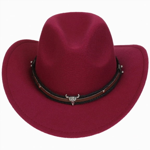 Leey-World Boys Cowboy Hats for Kids, Leather Hatband Toddler Cowboy Hat, Western Cowgirl Hat for Girls,Wine