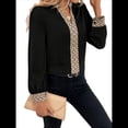 thumbnail image 3 of Blusa de Larga con Cuello en V para Mujer, Camisa Informal de Trabajo y Negocios Negro XL, 3 of 9