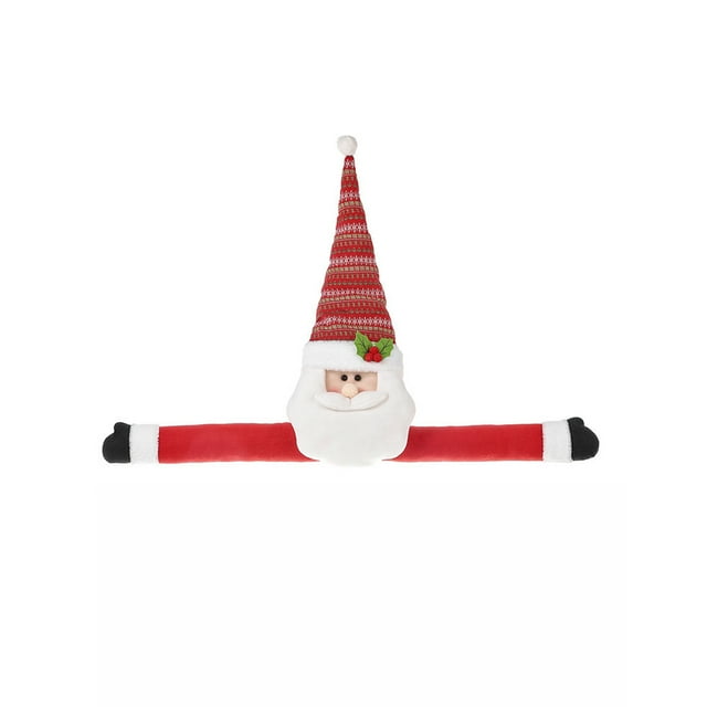 Red Christmas Tree Topper Santa Snowman With Long Arms, Brushed Cloth Material For Securing To Tree