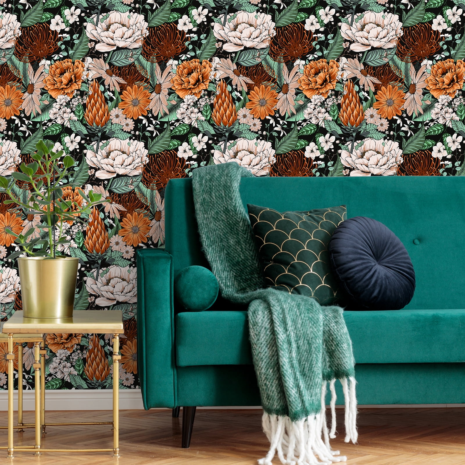 VEELIKE 17.7''x354" Vintage Daisy Peonies Floral Peel and Stick Wallpaper Self Adhesive Floral Mural for Bedroom Removable Decorative Flower Contact Paper for Cabinets Shelf Closet Bathroom Furniture