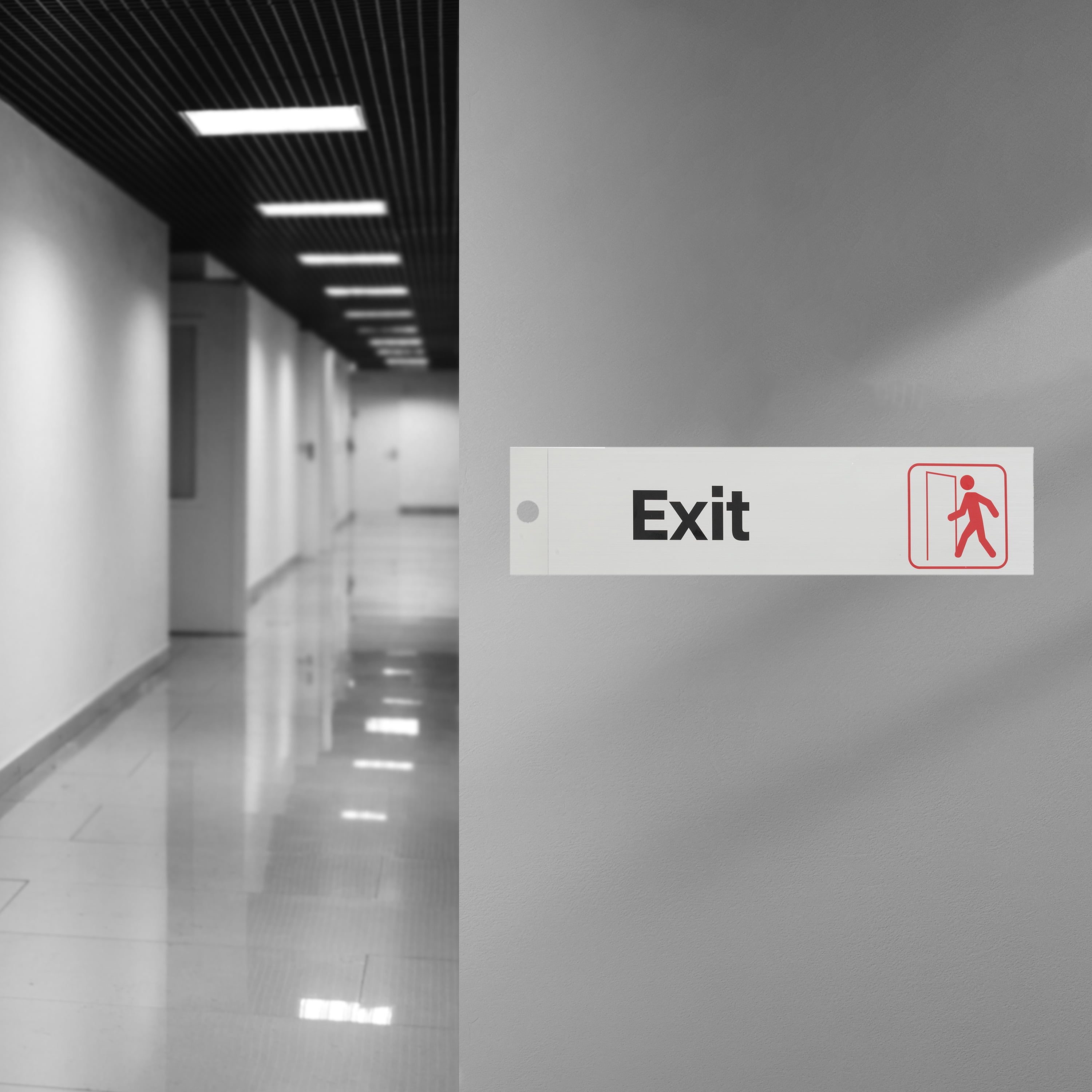 (4 pack) Pen+Gear Silver Mylar EXIT Sign, 2x8 inch - Ideal for Office & Public Spaces, Easy-Clean Adhesive