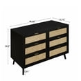 thumbnail image 5 of Modern 6 Drawer Dresser Wood Cabinet - N/A Black, 5 of 5