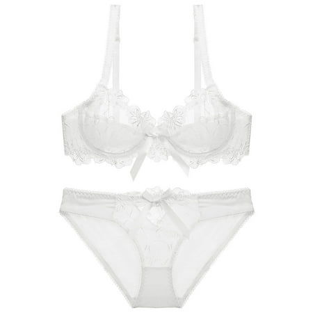 Sentmoon Lingerie for Women Women s-thin Transparent Embroidered Breathable Sexy Lace Bra Bra Plus Size Bra Set Valentines Lingerie Valentines Day Gifts for Her Up to 40% Off