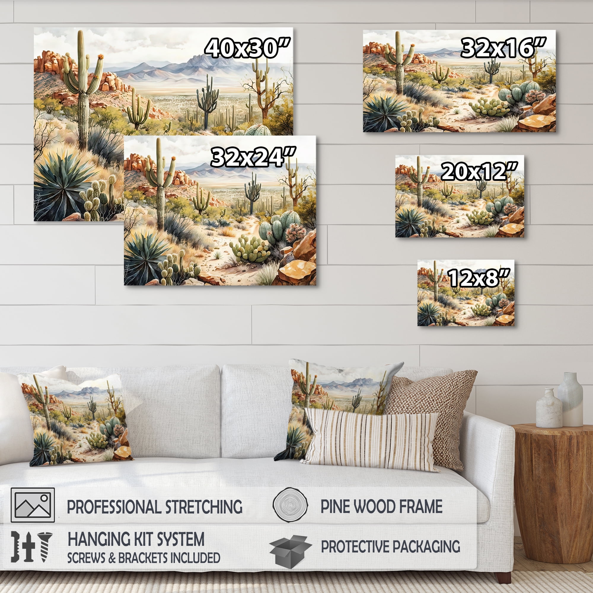 Designart Arizona Desert Cactus I Canvas Wall Art