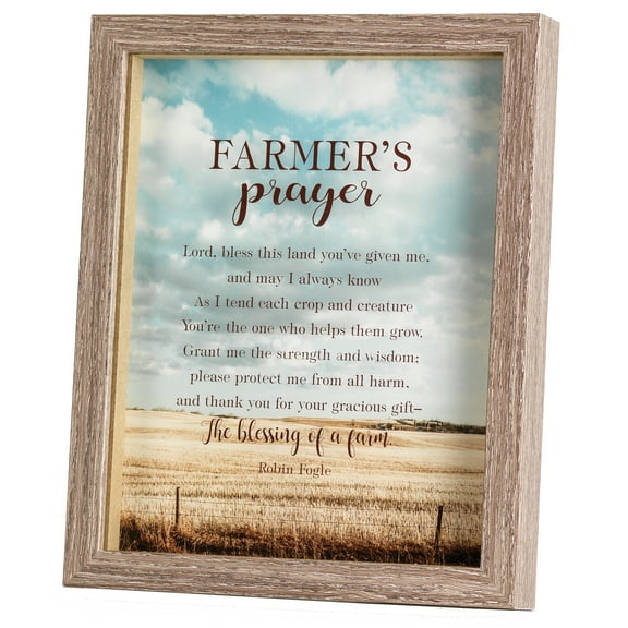 Farmer's Prayer Blessing Blue Sky 11 x 9 Wood Decorative Wall and Tabletop Sign Plaque