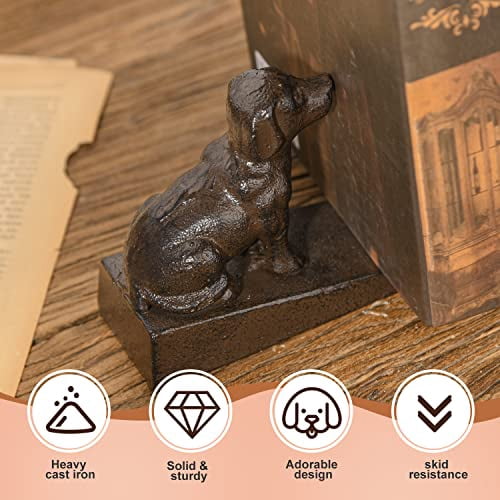 Sungmor Door Stopper Wedge Cast Iron Dog Door Stops Rustic Brown, 1PC