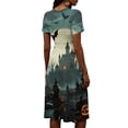 thumbnail image 5 of Womens Halloween Dresses Witch Hat Candy Short Sleeve Funny Midi Dresses Castle Bat V Neck Spooky Cute Dresses, M, 5 of 5