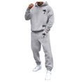 thumbnail image 2 of Men's Suits Product Title for Men Casual Solid Two Piece Hooded Sports Set with Raglan Sleeve Drawstring Pant Set, 2 of 5